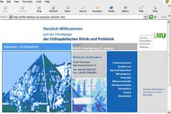 Screenshot Website orthopädische Klinik Grosshadern